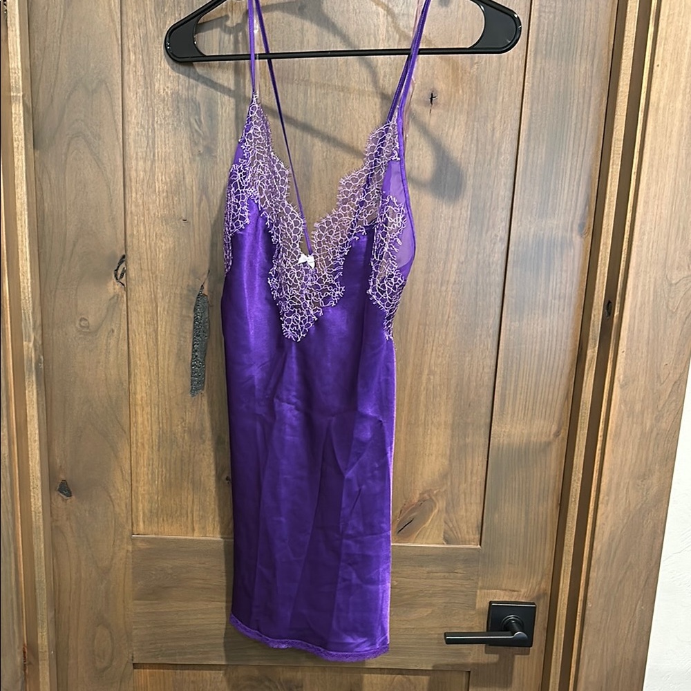Elegant Purple Lace Trim Slip